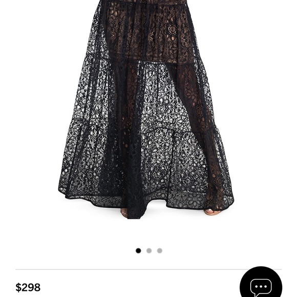 NWT XS Dress the Population long midi beige with long black lace V neck dress - Picture 7 of 8